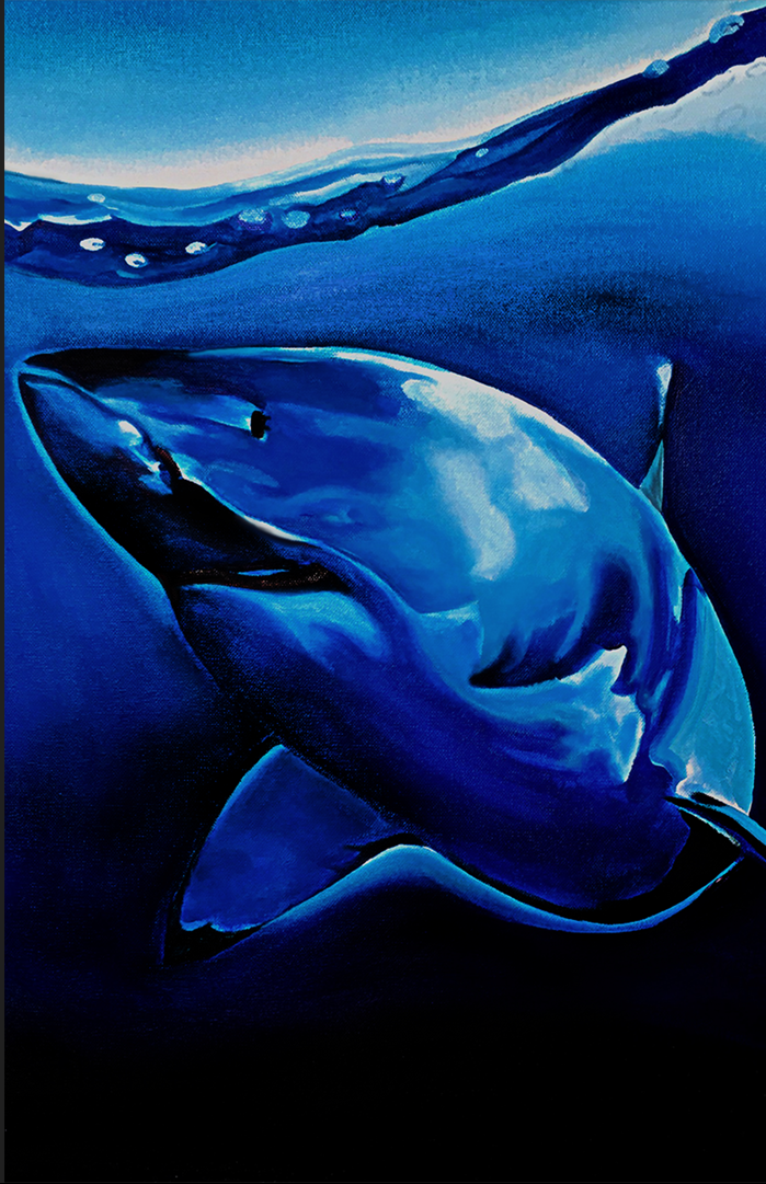 Blue Depths | Great White Shark Original Painting by SAVO